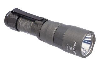 SureFire EDC Dual Fuel Turbo LED Flashlight in Gray has a two way clip